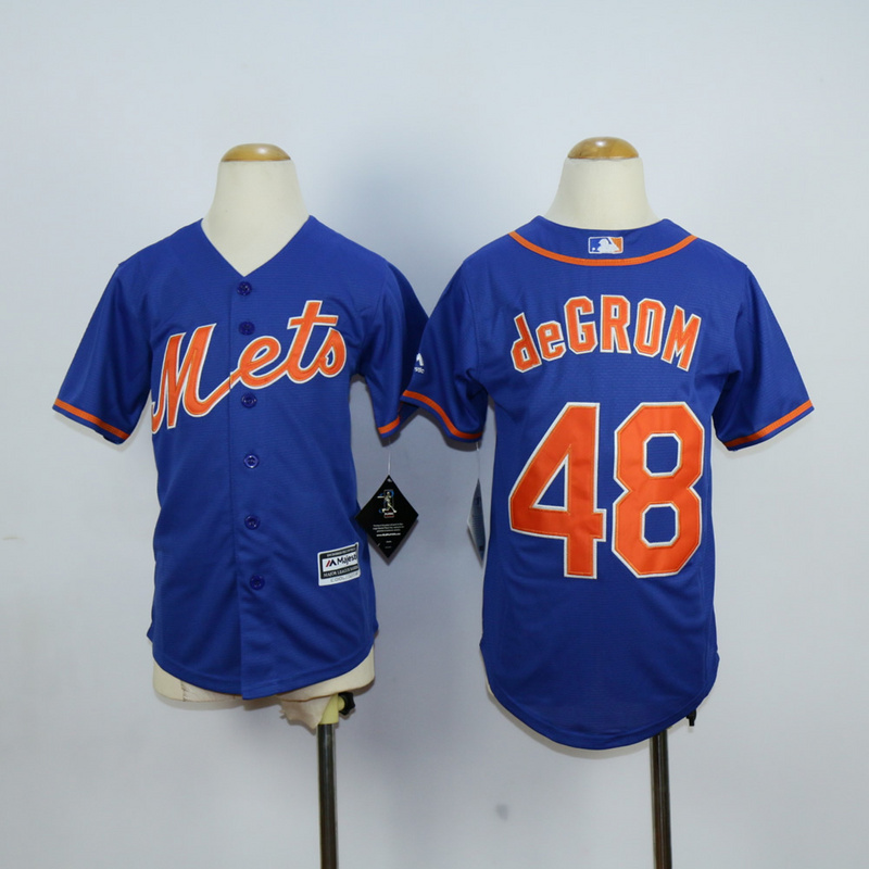 Youth New York Mets 48 Degrom Blue MLB Jerseys